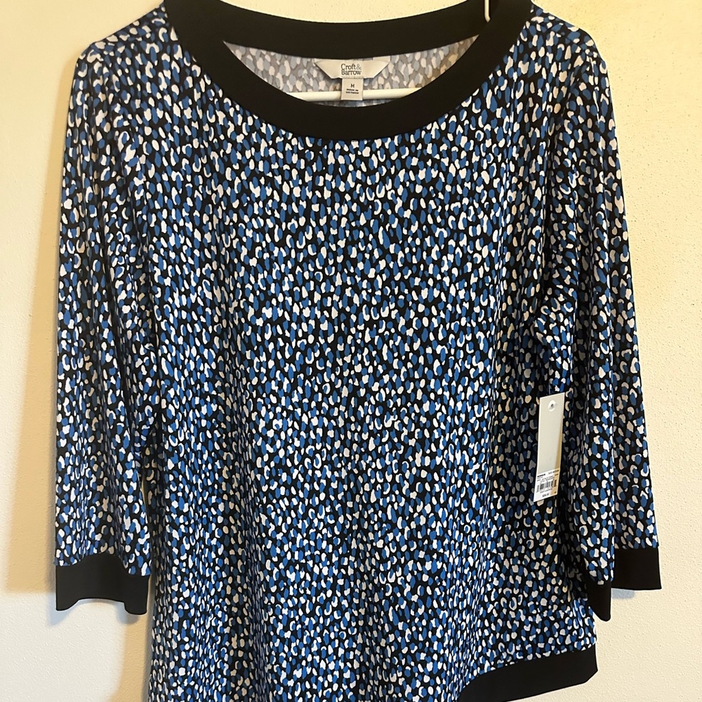 Croft & Barrow Black Boxy 3/4 Sleeve Blouse